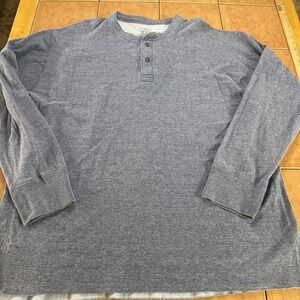 L.L. Bean Two-Layer River Driver's Shirt Sz XXL Tall Blue Wool Blend Henley